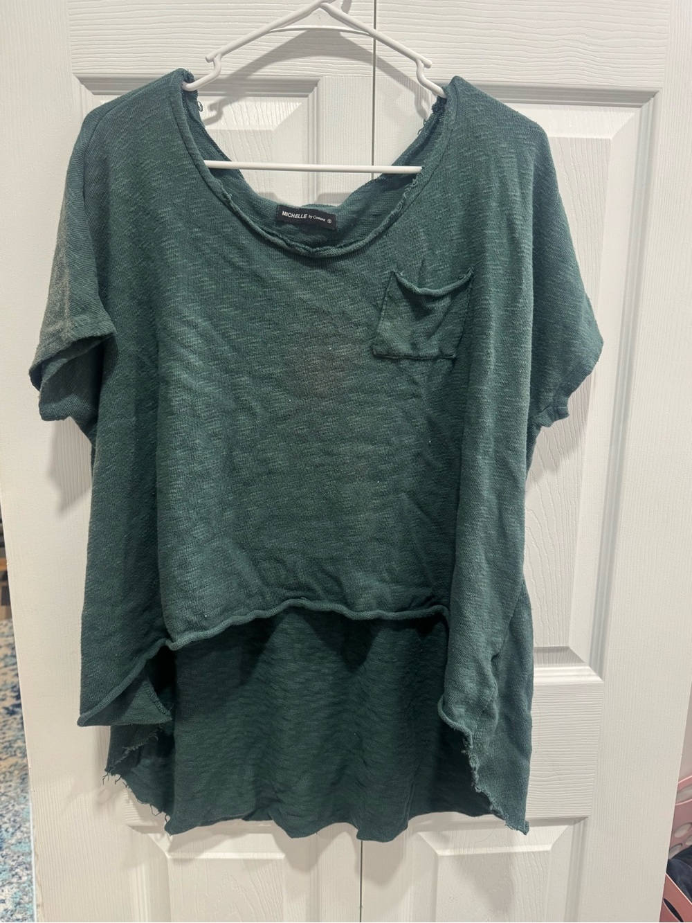 Relaxed Short-Sleeve Pocket Tee in Teal Green - oversized (fits small to large)